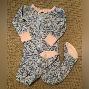 Beaufort Bonnet Floral Baby Onesie with Pink Trim